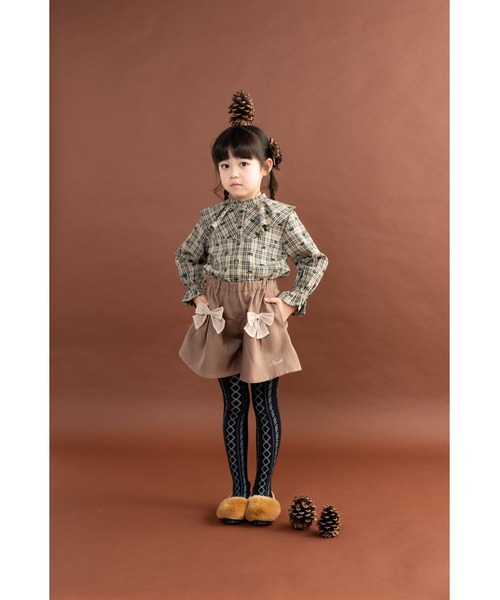 nino(ニノ)の「シフォンリボン付きキュロット(その他パンツ・キッズ・ベージュ/チャコール・140cm/130cm/150cm)」の14枚目の写真