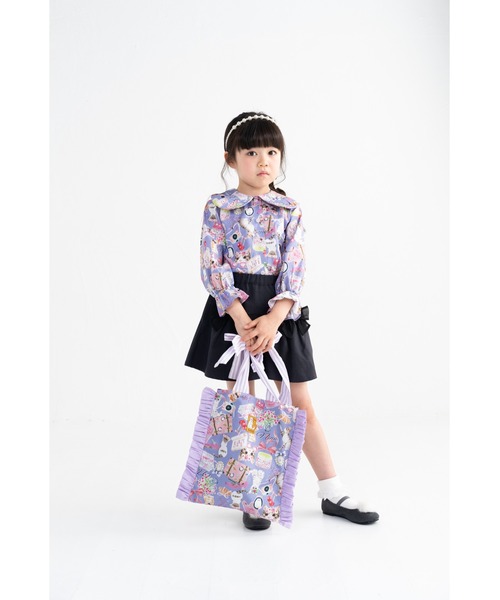 nino(ニノ)の「シフォンリボン付きキュロット(その他パンツ・キッズ・ベージュ/チャコール・140cm/130cm/150cm)」の4枚目の写真