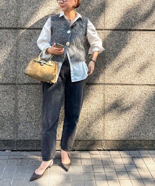 セール】《手洗い可能》ビックボタン起毛ファーベスト（ベスト