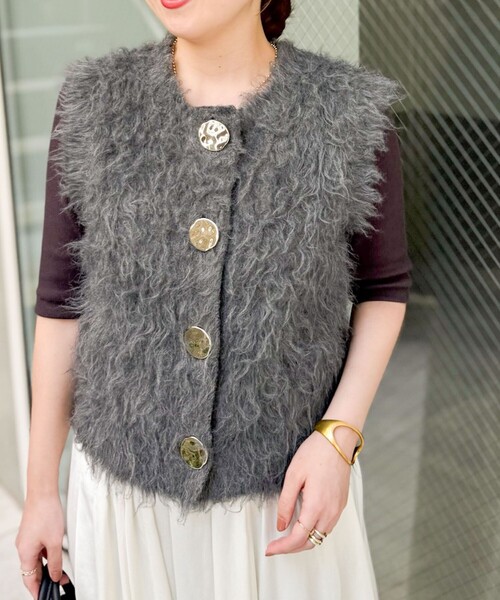 手洗い可能》ビックボタン起毛ファーベスト（ベスト）｜NOLLEY'S Sophi