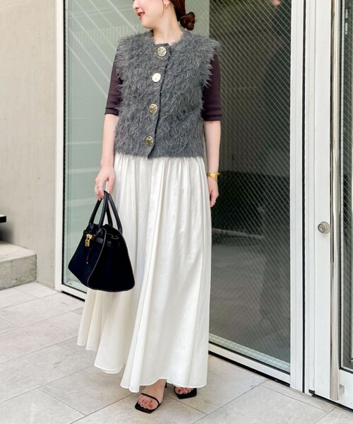 NOLLEY’S Sophi（ノーリーズソフィ）の「《手洗い可能》ビックボタン起毛ファーベスト（ベスト・レディース・キャメル/チャコールグレー/ダークネイビー・38）」の12枚目の写真