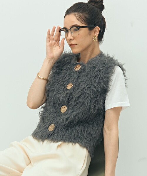 手洗い可能》ビックボタン起毛ファーベスト（ベスト）｜NOLLEY'S Sophi
