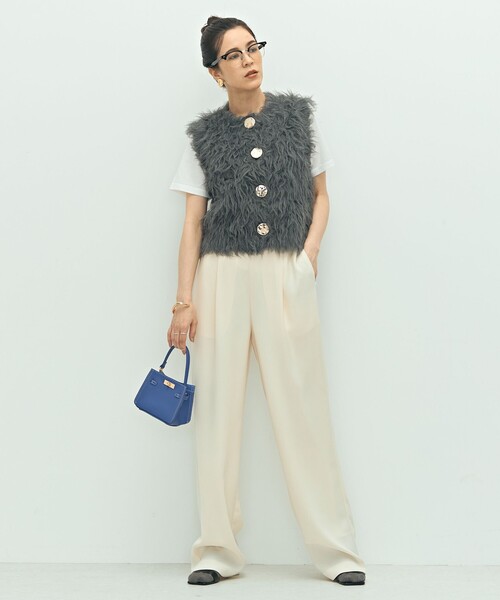 NOLLEY’S Sophi（ノーリーズソフィ）の「《手洗い可能》ビックボタン起毛ファーベスト（ベスト・レディース・キャメル/チャコールグレー/ダークネイビー・38）」の15枚目の写真