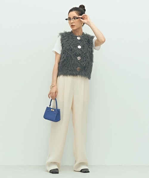 セール】《手洗い可能》ビックボタン起毛ファーベスト（ベスト