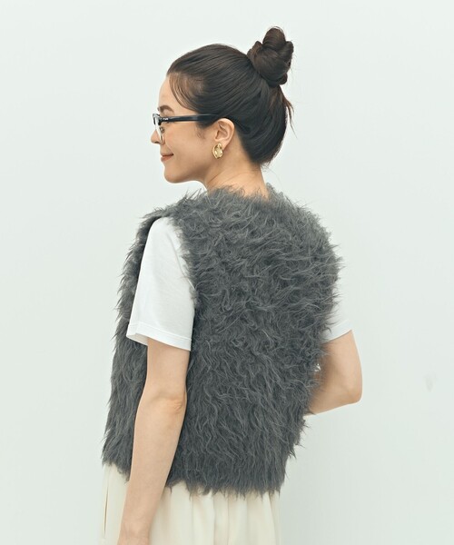 セール】《手洗い可能》ビックボタン起毛ファーベスト（ベスト