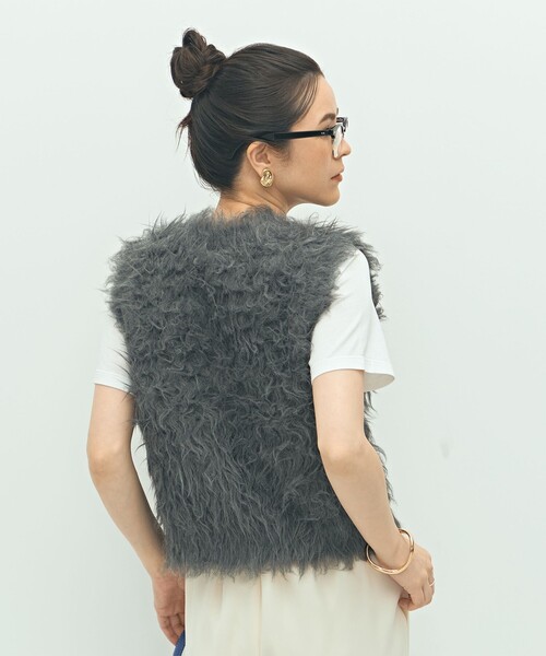 セール】《手洗い可能》ビックボタン起毛ファーベスト（ベスト