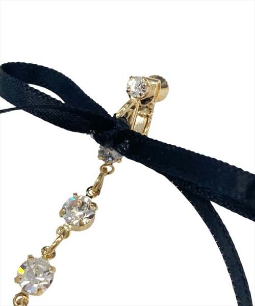 WILLSELECTION（ウィルセレクション）の「ロングリボンラインストーンイヤリング（イヤリング・レディース・オフホワイト/ブラック・FREE）」の21枚目の写真