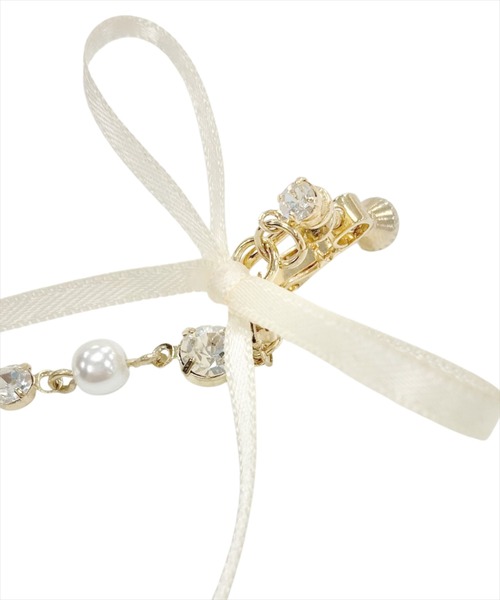 WILLSELECTION（ウィルセレクション）の「ロングリボンラインストーンイヤリング（イヤリング・レディース・オフホワイト/ブラック・FREE）」の12枚目の写真