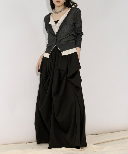 Ezick（エジック）の「bi-color sheer cardigan レイヤードシアーニットカーディガン（カーディガン/ボレロ・レディース・ネイビー/チャコールグレー・FREE）」の16枚目の写真