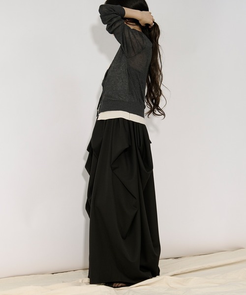 Ezick（エジック）の「bi-color sheer cardigan レイヤードシアーニットカーディガン（カーディガン/ボレロ・レディース・ネイビー/チャコールグレー・FREE）」の18枚目の写真