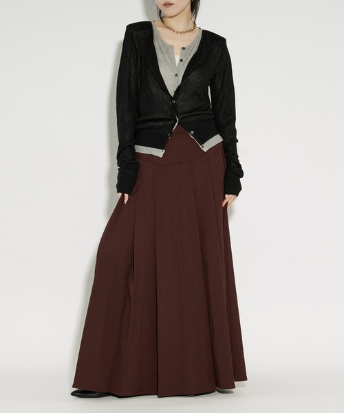 Sheer Cardiga  ブラウン bi-color sheer cardigan レイヤードシアーニットカーディガン