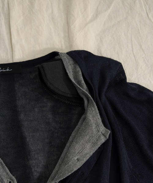 Ezick（エジック）の「bi-color sheer cardigan レイヤードシアーニットカーディガン（カーディガン/ボレロ・レディース・ネイビー/チャコールグレー・FREE）」の22枚目の写真