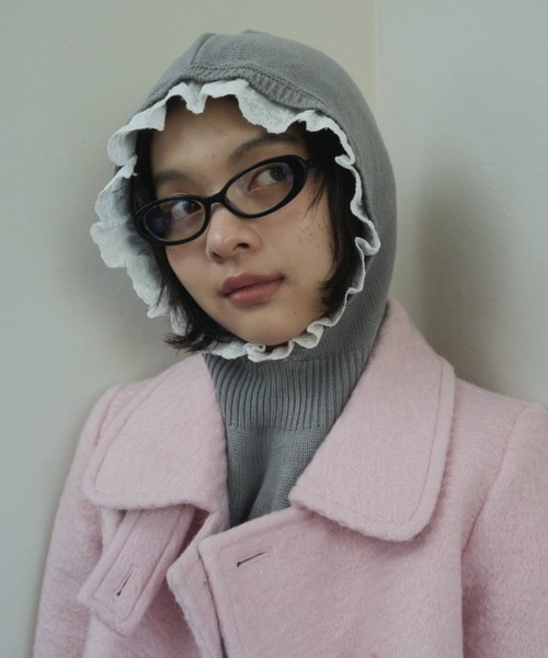 セール】cotton lace frill balaclava / コットンレースフリル