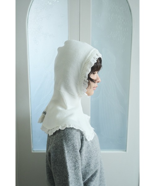FEKETE(フェケテ)の「cotton lace frill balaclava / コットンレースフリルバラクラバ(ニットキャップ/ビーニー・レディース・ライトイエロー/グレー/アイボリー・FREE)」の7枚目の写真