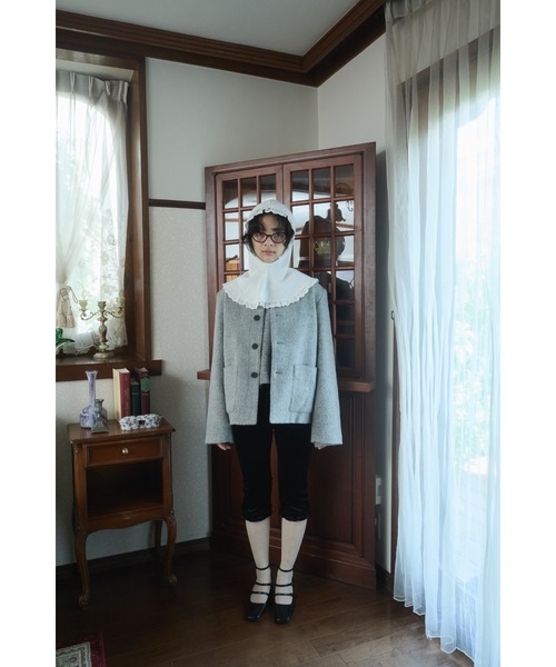 FEKETE(フェケテ)の「cotton lace frill balaclava / コットンレースフリルバラクラバ(ニットキャップ/ビーニー・レディース・ライトイエロー/グレー/アイボリー・FREE)」の8枚目の写真