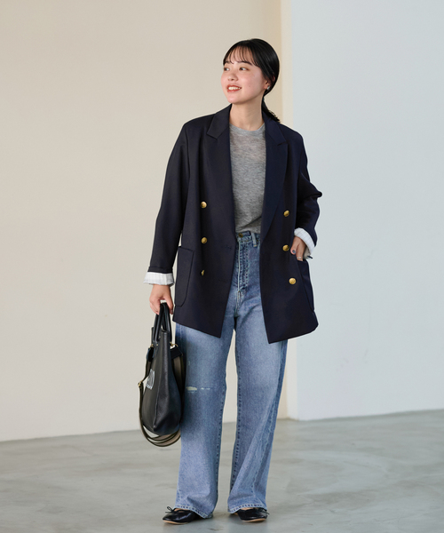 FRAMeWORK TWRカルゼDBジャケット2 ネイビー 38 ≪追加≫TWRカルゼDBジャケット(テーラードジャケット