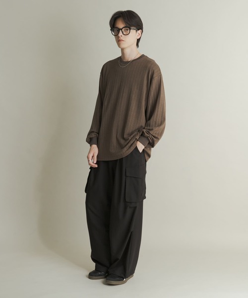 SENSE OF PLACE by URBAN RESEARCH（センスオブプレイスバイアーバンリサーチ）の「ライトワッフルクルーネックロングTシャツ（Tシャツ/カットソー・メンズ・パープル/カーキ/チャコールグレー・LARGE/MEDIUM）」の21枚目の写真