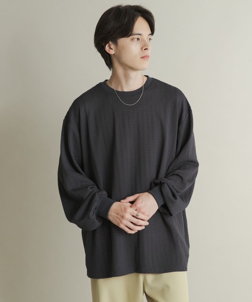 SENSE OF PLACE by URBAN RESEARCH（センスオブプレイスバイアーバンリサーチ）の「ライトワッフルクルーネックロングTシャツ（Tシャツ/カットソー・メンズ・パープル/カーキ/チャコールグレー・LARGE/MEDIUM）」の19枚目の写真