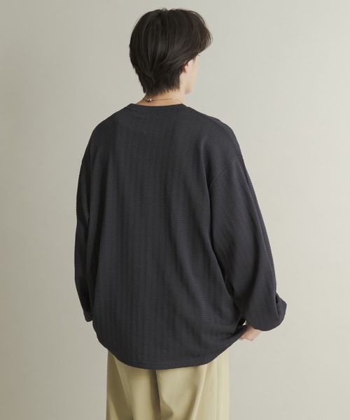 SENSE OF PLACE by URBAN RESEARCH（センスオブプレイスバイアーバンリサーチ）の「ライトワッフルクルーネックロングTシャツ（Tシャツ/カットソー・メンズ・パープル/カーキ/チャコールグレー・LARGE/MEDIUM）」の16枚目の写真