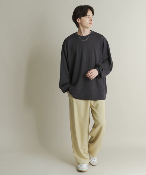 SENSE OF PLACE by URBAN RESEARCH（センスオブプレイスバイアーバンリサーチ）の「ライトワッフルクルーネックロングTシャツ（Tシャツ/カットソー・メンズ・パープル/カーキ/チャコールグレー・LARGE/MEDIUM）」の15枚目の写真