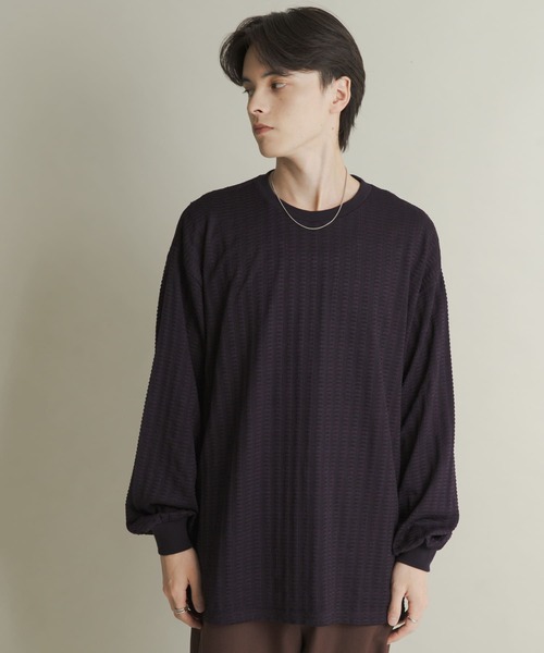 SENSE OF PLACE by URBAN RESEARCH（センスオブプレイスバイアーバンリサーチ）の「ライトワッフルクルーネックロングTシャツ（Tシャツ/カットソー・メンズ・パープル/カーキ/チャコールグレー・LARGE/MEDIUM）」の13枚目の写真