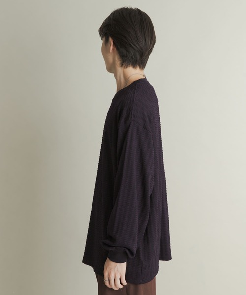SENSE OF PLACE by URBAN RESEARCH（センスオブプレイスバイアーバンリサーチ）の「ライトワッフルクルーネックロングTシャツ（Tシャツ/カットソー・メンズ・パープル/カーキ/チャコールグレー・LARGE/MEDIUM）」の12枚目の写真