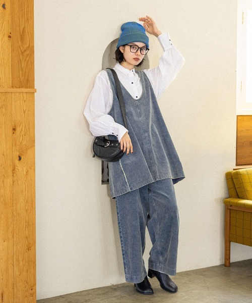 ANDWANG ミニワンピース RESTOCK）Shirt pleated mini onepiece