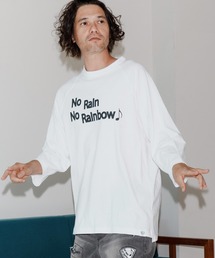 No Rain No Rainbow（ノーレインノーレインボー）の「mlt5391-logo printed half sleeve T-shirt 七分袖Tシャツ(NR25W-25)（Tシャツ/カットソー）」