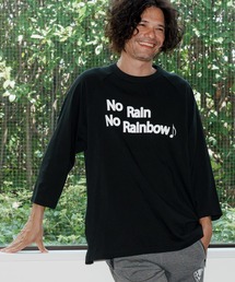 No Rain No Rainbow（ノーレインノーレインボー）の「mlt5391-logo printed half sleeve T-shirt 七分袖Tシャツ(NR25W-25)（Tシャツ/カットソー）」