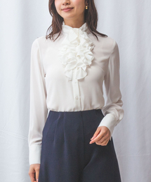 NARACAMICIE | 【NARACAMICIE】無地ジョーゼットフリル長袖ブラウスホワイト(シャツ/ブラウス)