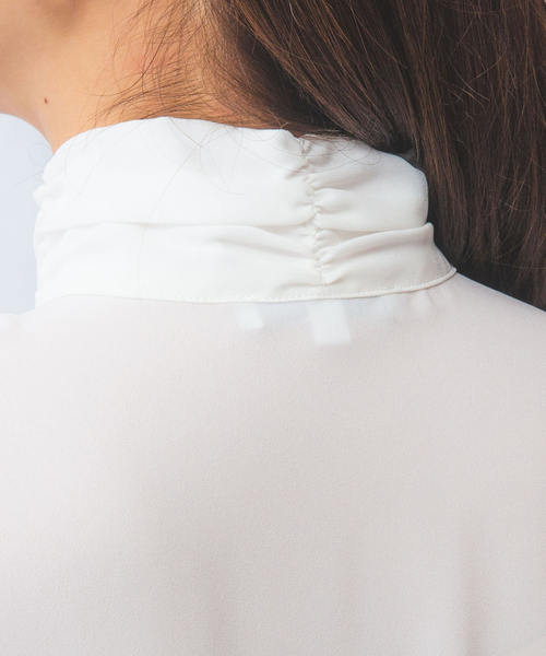NARACAMICIE(ナラカミーチェ)の「【NARACAMICIE】無地ジョーゼットフリル長袖ブラウスホワイト(シャツ/ブラウス・レディース・ホワイト・S/M/L)」の7枚目の写真