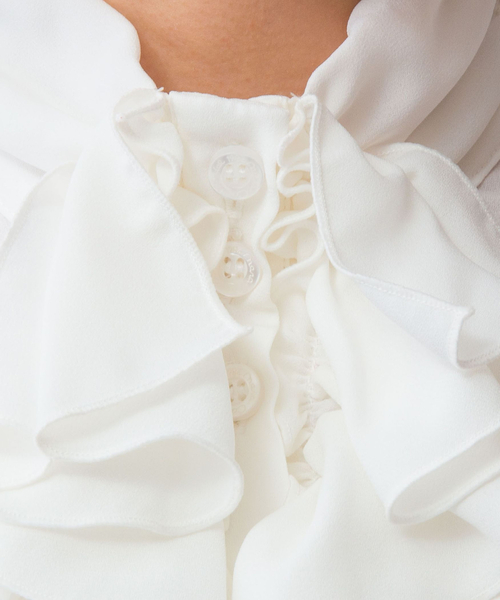 NARACAMICIE(ナラカミーチェ)の「【NARACAMICIE】無地ジョーゼットフリル長袖ブラウスホワイト(シャツ/ブラウス・レディース・ホワイト・S/M/L)」の8枚目の写真