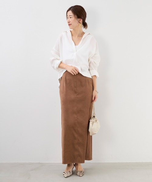 MICA&DEAL（マイカ＆ディール）の「スキッパークロップドシアーブラウス（シャツ/ブラウス・レディース・ブルーグレー/ブラック/ホワイト/ブラウン・FREE）」の6枚目の写真