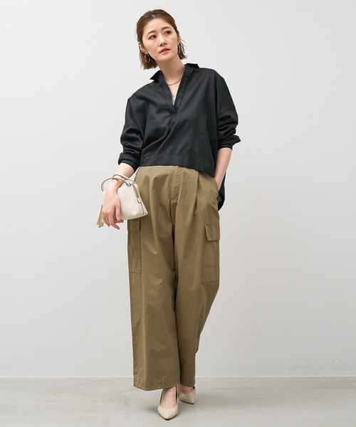 MICA&DEAL（マイカ＆ディール）の「スキッパークロップドシアーブラウス（シャツ/ブラウス・レディース・ブルーグレー/ブラック/ホワイト/ブラウン・FREE）」の12枚目の写真