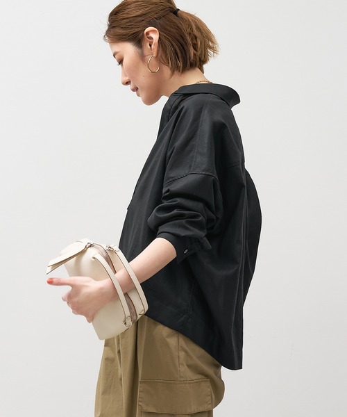 MICA&DEAL（マイカ＆ディール）の「スキッパークロップドシアーブラウス（シャツ/ブラウス・レディース・ブルーグレー/ブラック/ホワイト/ブラウン・FREE）」の13枚目の写真