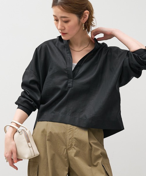 MICA&DEAL（マイカ＆ディール）の「スキッパークロップドシアーブラウス（シャツ/ブラウス・レディース・ブルーグレー/ブラック/ホワイト/ブラウン・FREE）」の15枚目の写真