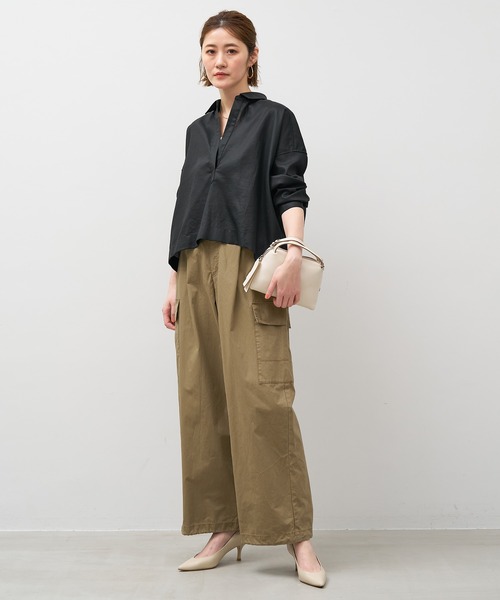 MICA&DEAL（マイカ＆ディール）の「スキッパークロップドシアーブラウス（シャツ/ブラウス・レディース・ブルーグレー/ブラック/ホワイト/ブラウン・FREE）」の16枚目の写真