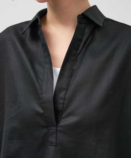 MICA&DEAL（マイカ＆ディール）の「スキッパークロップドシアーブラウス（シャツ/ブラウス・レディース・ブルーグレー/ブラック/ホワイト/ブラウン・FREE）」の20枚目の写真