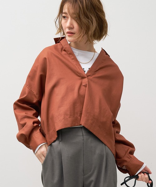 MICA & DEAL　スキッパー　シャツ MICA&DEAL マイカアンドディール タックショルダーブラウス