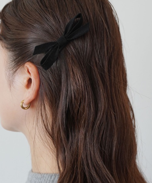 セール】【 ammy. / エイミードット 】 ベロア リボン ヘアクリップ 2