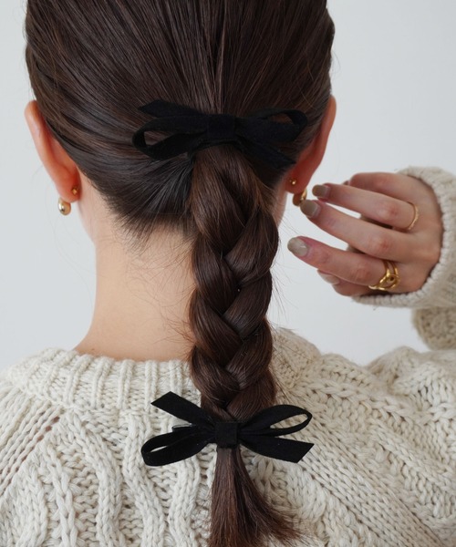 セール】【 ammy. / エイミードット 】 ベロア リボン ヘアクリップ 2