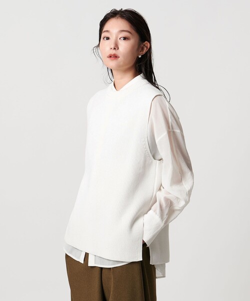 MARW UNITED ARROWS(マルゥ ユナイテッドアローズ)の「<MARW UNITED ARROWS>アゼ クルーネック ニット ベスト(ニット/セーター・レディース・グレー系/ブラック/ホワイト・FREE)」の2枚目の写真