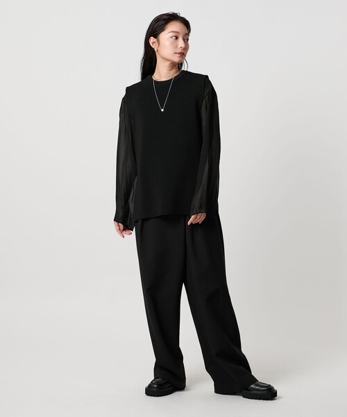 MARW UNITED ARROWS(マルゥ ユナイテッドアローズ)の「<MARW UNITED ARROWS>アゼ クルーネック ニット ベスト(ニット/セーター・レディース・グレー系/ブラック/ホワイト・FREE)」の4枚目の写真