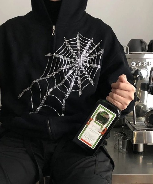 セール】蜘蛛の巣柄ストーンスウェットパーカー（パーカー）｜ViViDAY