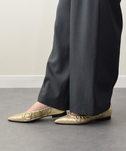 【INTER-CHAUSSURES】ポインテッドトウギャザーパンプス(I51511)