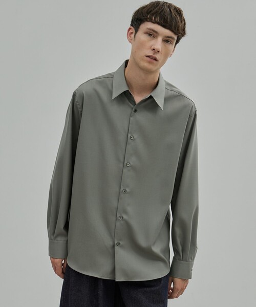 未使用品 UNITED TOKYO グレー ウールシャツ Super120s ウォッシャブルウールシャツ（シャツ/ブラウス）｜UNITED