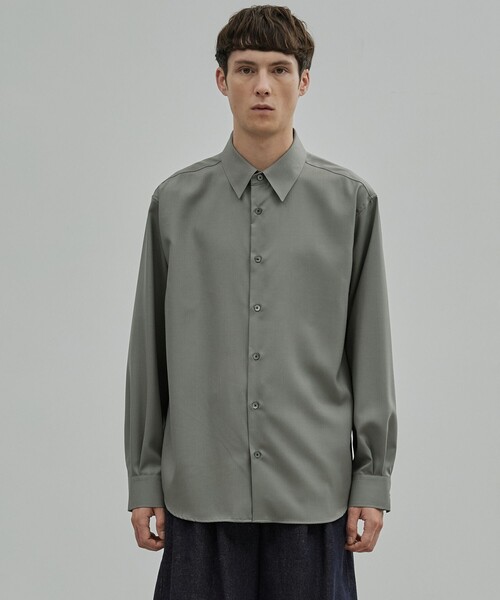 未使用品 UNITED TOKYO グレー ウールシャツ Super120s ウォッシャブルウールシャツ（シャツ/ブラウス）｜UNITED