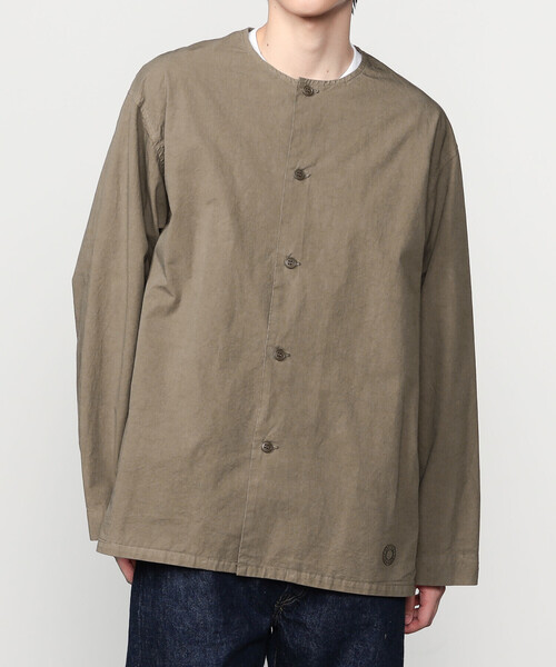 ORCIVAL（オーシバル）の「ORCIVAL | コットンツイル ノーカラーシャツブルゾン MEN（シャツ/ブラウス・メンズ・ブラック/モカ/イエロー・5/4）」の2枚目の写真