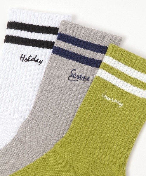 LAKOLE（ラコレ）の「ジャストラインロゴソックス / 581244（ソックス/靴下・メンズ・ブラック/クリアグリーン/グレー/ホワイト・FREE）」の6枚目の写真
