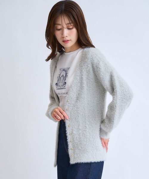 NOELA(ノエラ)の「フェザーラメ柄編みカーディガン(カーディガン/ボレロ・レディース・ブラウン/オフホワイト/グレー・フリー)」の16枚目の写真